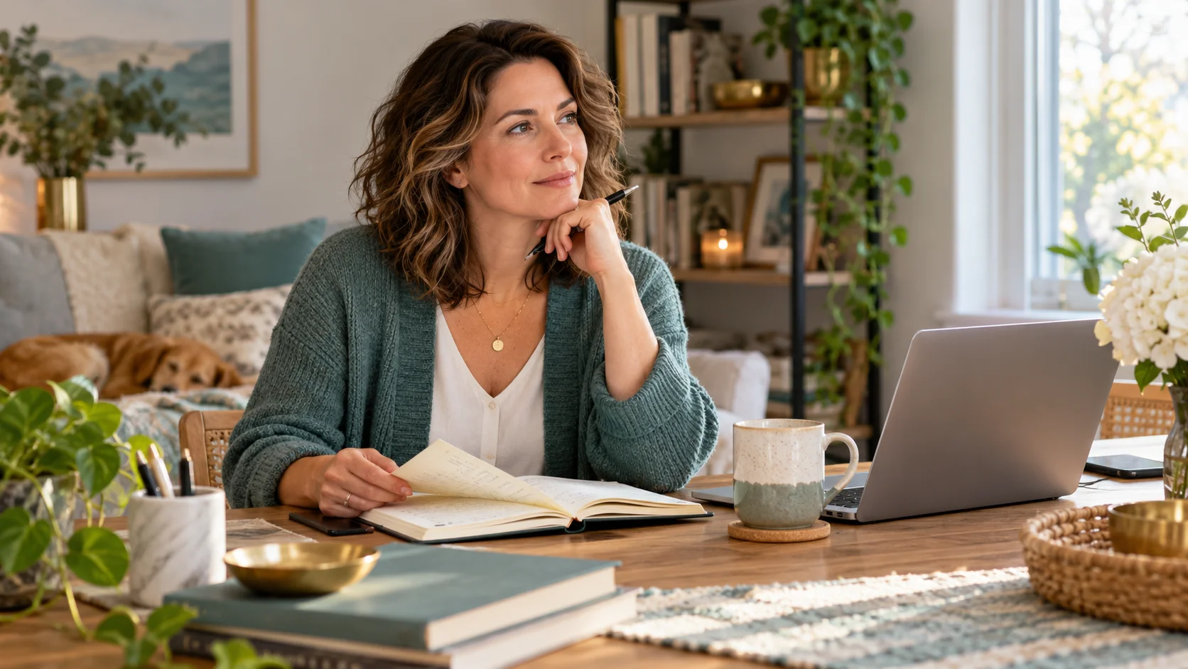 A solo entrepreneur developing a business idea at home